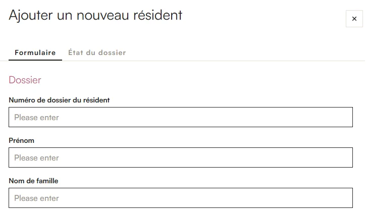 Ajouter les Informations d'un Nouveau Résident