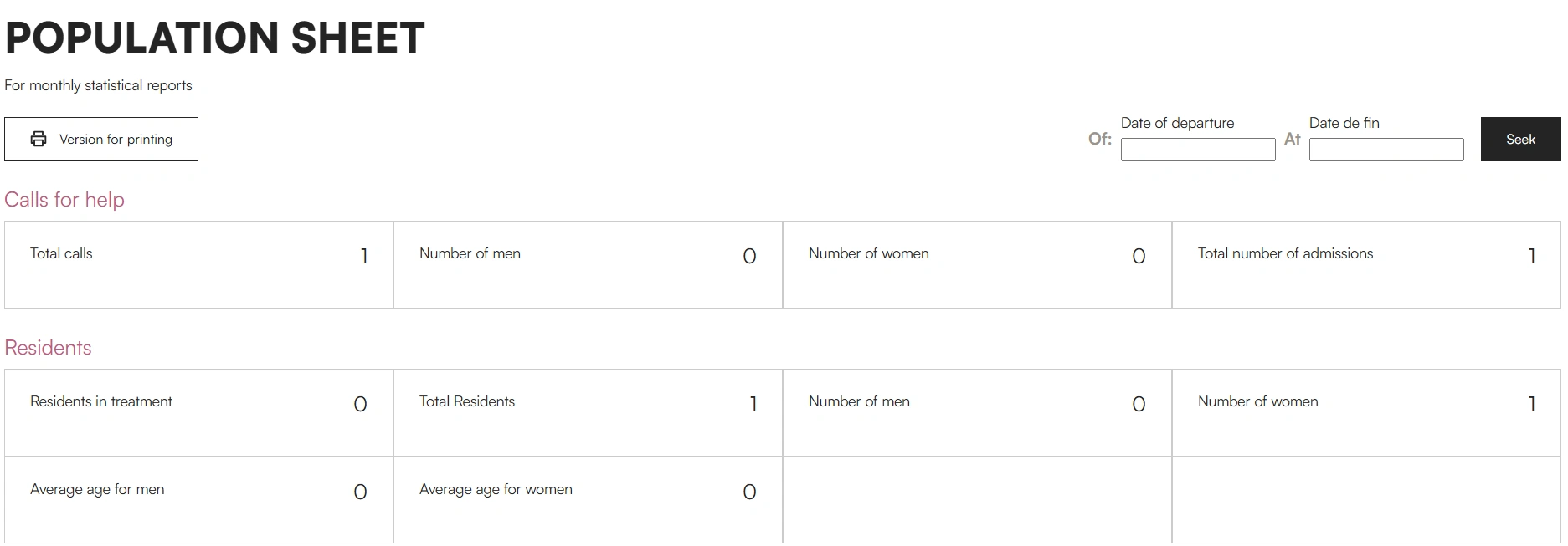 Population Sheet